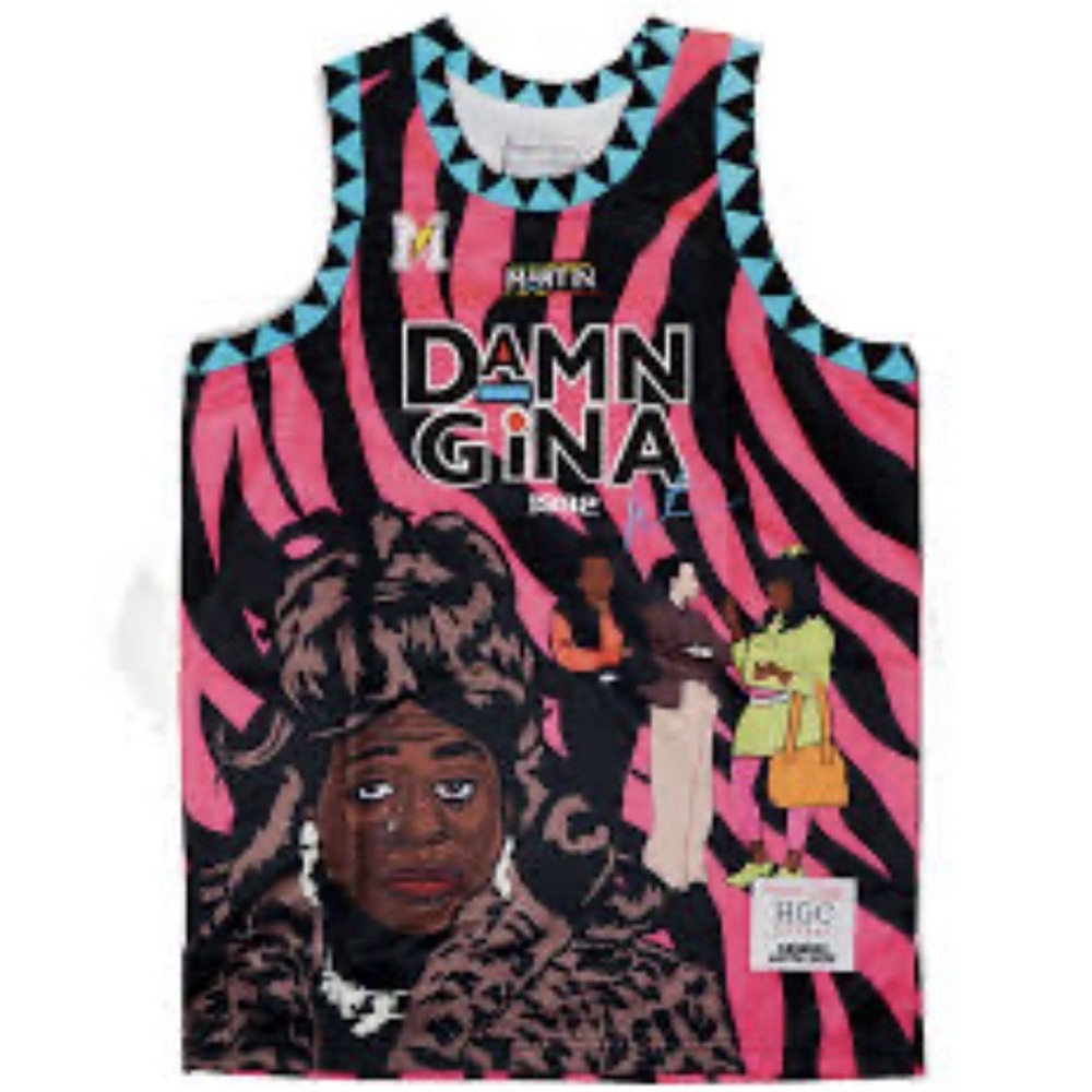Gina 90s TV Show MARTIN Authentic Pink Basketball Jersey Headgear Damn Girl XL